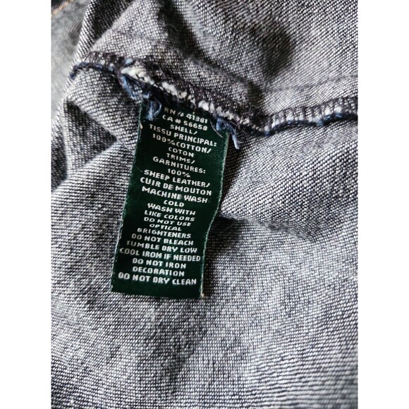 Lauren Ralph Lauren Shift Dress Womens 22W Dark Wash Denim Sheep Leather Trim - Picture 9 of 9